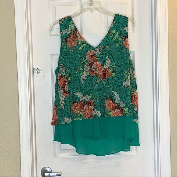 TORRID WOMEN'S GREEN FLORAL DOUBLE LAYER CHIFFON TANK SIZE 3X - Picture 13 of 13